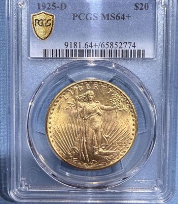 Picture of 1925-D $20 St Gaudens MS64+ PCGS