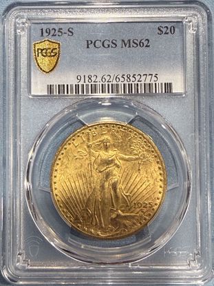Picture of 1925-S $20 St Gaudens MS62 PCGS
