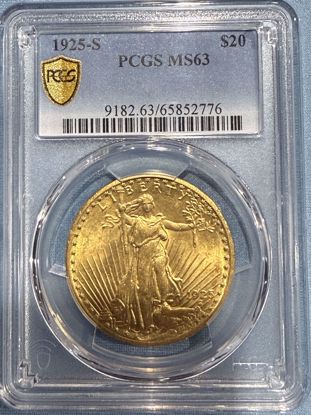 Picture of 1925-S $20 St Gaudens MS63 PCGS