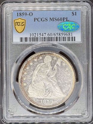 Picture of 1859-O Liberty Seated Dollar MS60PL PCGS CAC